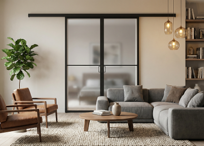 Лофт черный профиль матовое стекло