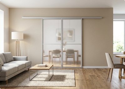 Лофт белый профиль матовое стекло