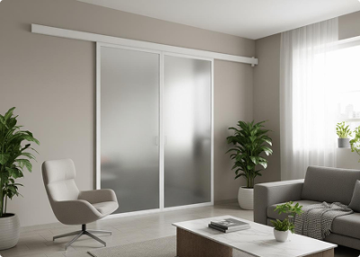 Лофт белый профиль матовое стекло