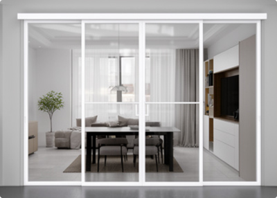 Лофт белый профиль прозрачное стекло