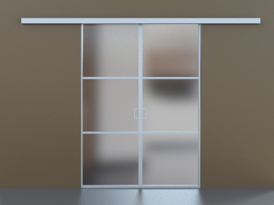 Элеганс (двойное полотно с проемом) белый профиль матовое стекло