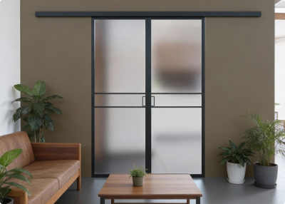 Лофт черный профиль матовое стекло