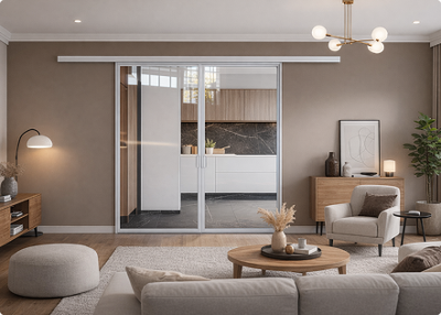 Лофт белый профиль прозрачное стекло