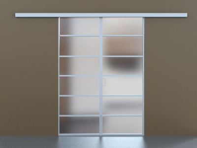 Элеганс (двойное полотно с проемом) белый профиль прозначное стекло